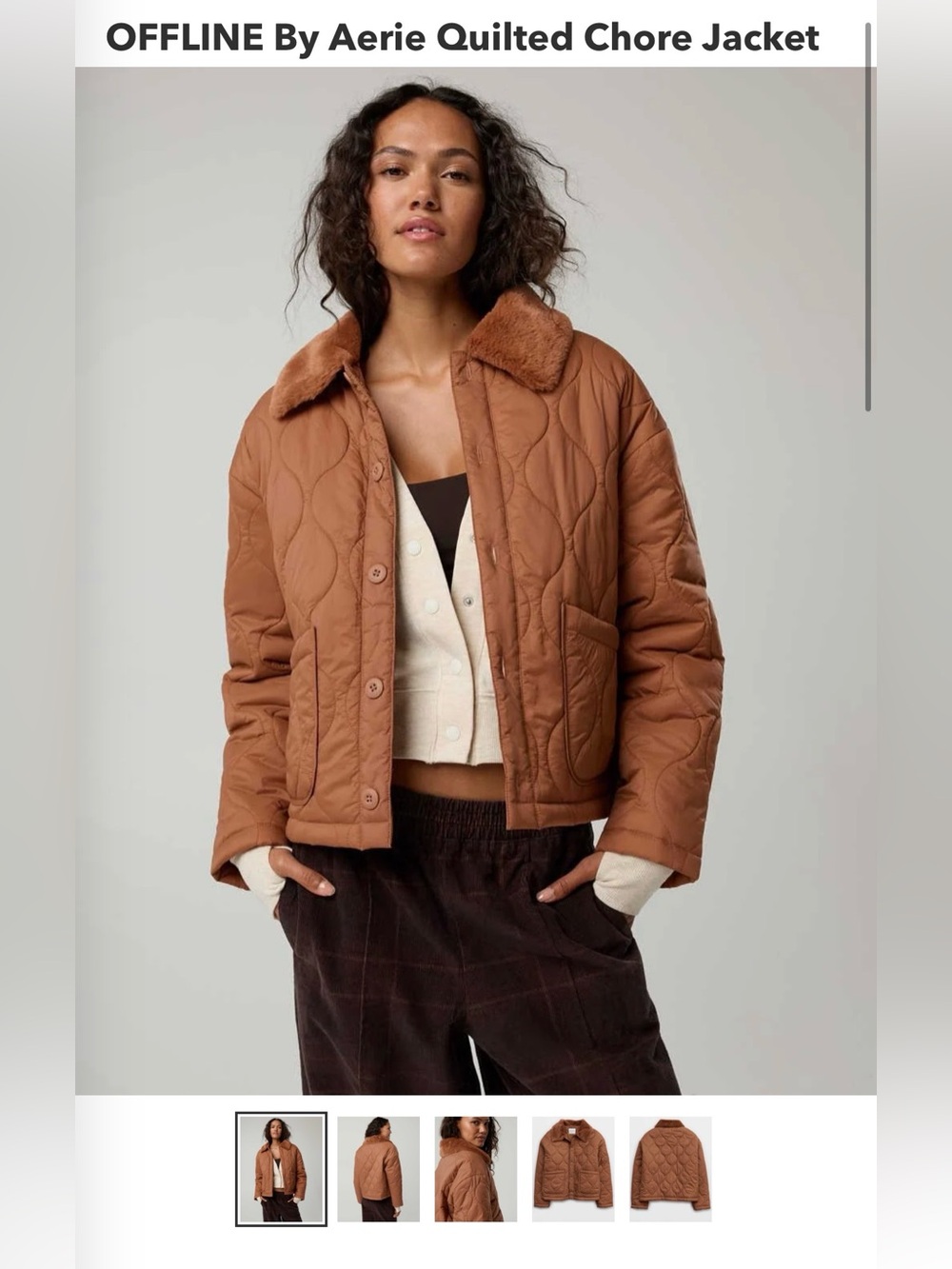 Aerie OFFLINE Quilted Chore Jacket - Brown